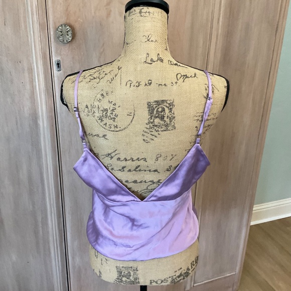 Express Camisole Small stretch Silk Purple Cami Tank Vintage y2k Straps 90s sexy - Picture 8 of 13